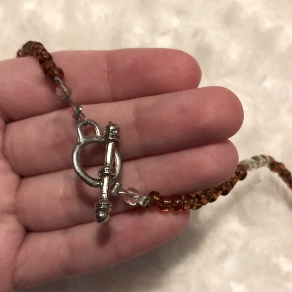 Tigers Eye Beaded Necklace Round Crystal Pendant Silver Tone Genuine Gemstone - Picture 6 of 6